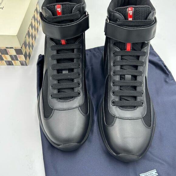 Men's Prada America's Cup high top leather sneakers size 8, made in Italy - Picture 1 of 16